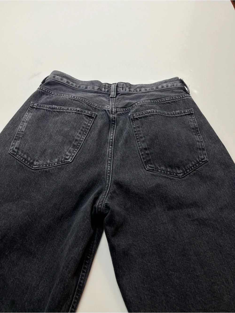 Agolde Criss Cross Denim Jean Asymmetrical Faded Black Pockets‎ Womens Size 27
